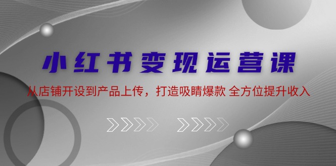 小红书变现运营课:从店铺开设到产品上传,打造吸睛爆款 全方位提升收入-冒泡网
