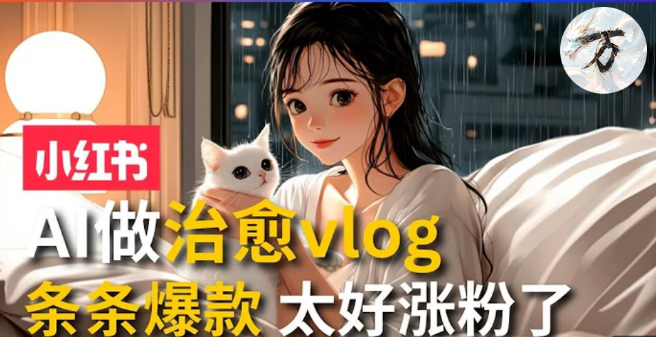 AI治愈系vlog动画视频,小红书1个月轻松涨粉破万,商单报价1500+日入2000+-冒泡网