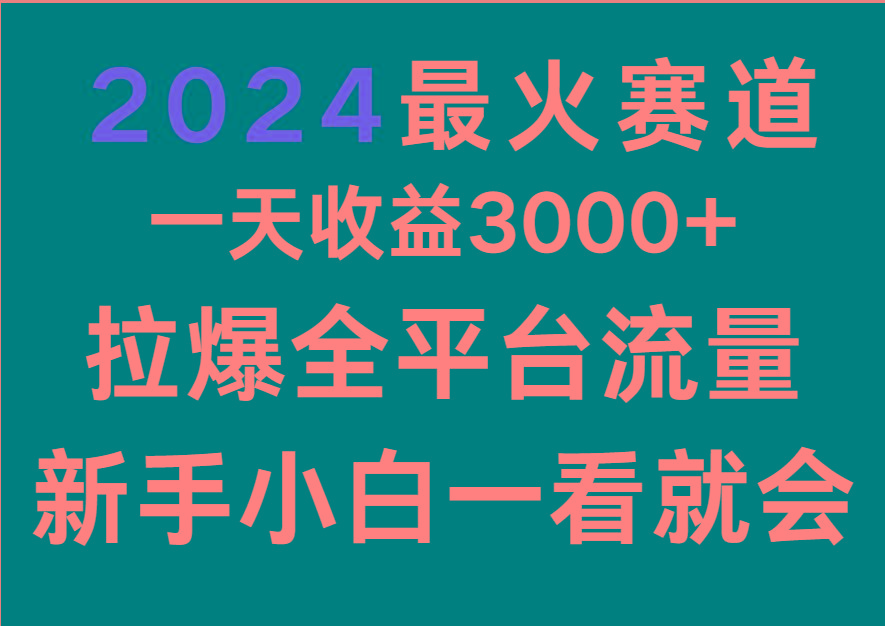最火赛道,一天收一3000+.拉爆全平台流量,新手小白一看就会-冒泡网