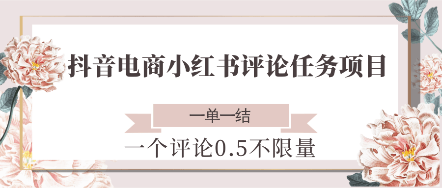 抖音电商小红书评论任务项目,一个评论0.5,一单一结 不限量-冒泡网
