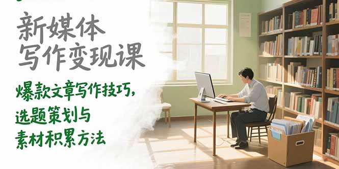 新媒体写作变现课,爆款文章写作技巧,选题策划与素材积累方法-冒泡网