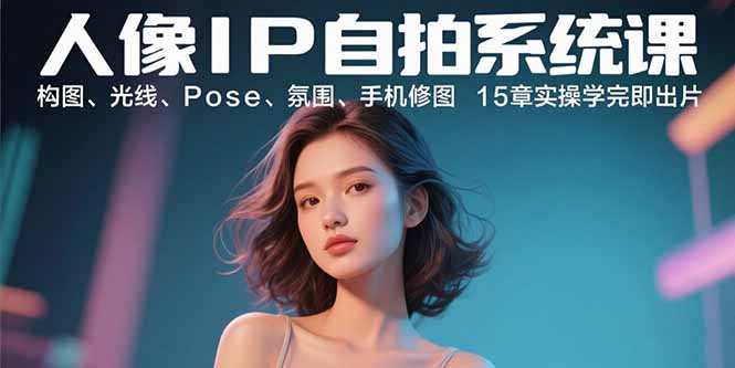 人像IP自拍系统课:构图、光线、Pose、氛围、手机修图 15章实操学完即出片-冒泡网