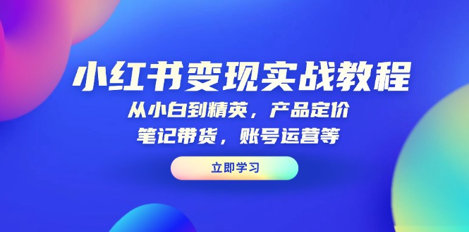小红书变现实战教程:从小白到精英,产品定价,笔记带货,账号运营等-冒泡网