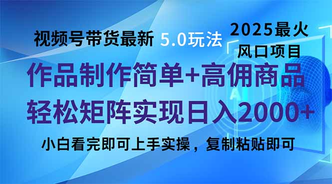 视频号带货最新5.0玩法，作品制作简单，当天起号，复制粘贴，轻松矩阵…-冒泡网