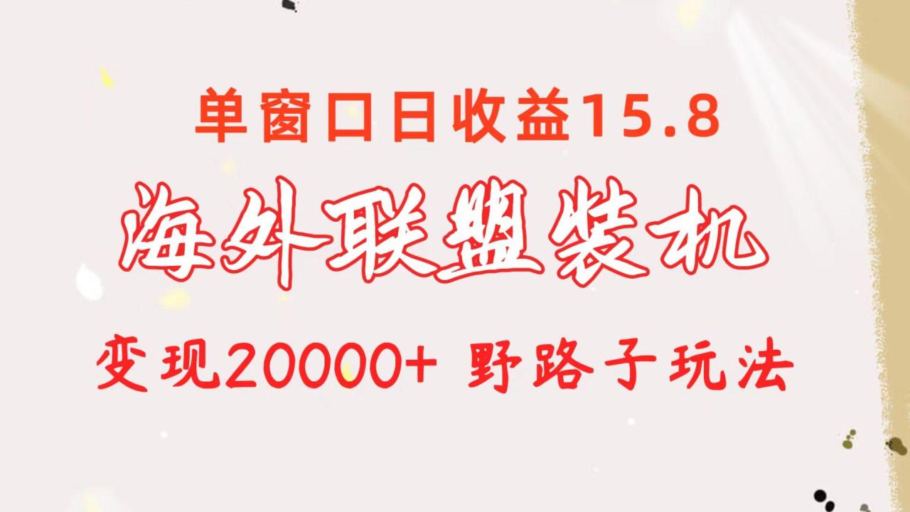 海外联盟装机 单窗口日收益15.8 变现20000+ 野路子玩法-冒泡网