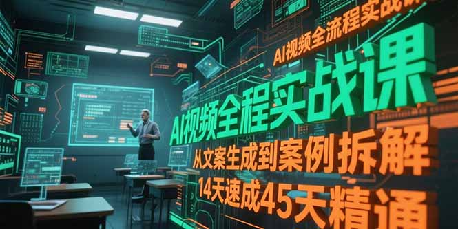 AI视频全流程实战课,从文案生成到案例拆解,14天速成45天精通-冒泡网