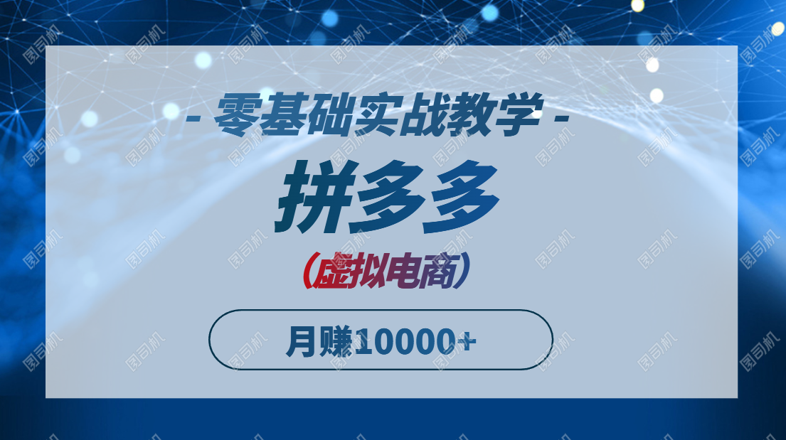 拼多多虚拟电商,零基础实战教学,快速打爆商品,新手也能月入10000+-冒泡网