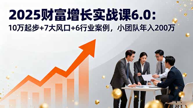 2025财富增长实战课6.0:10万起步+7大风口+6行业案例,小团队年入200万-冒泡网