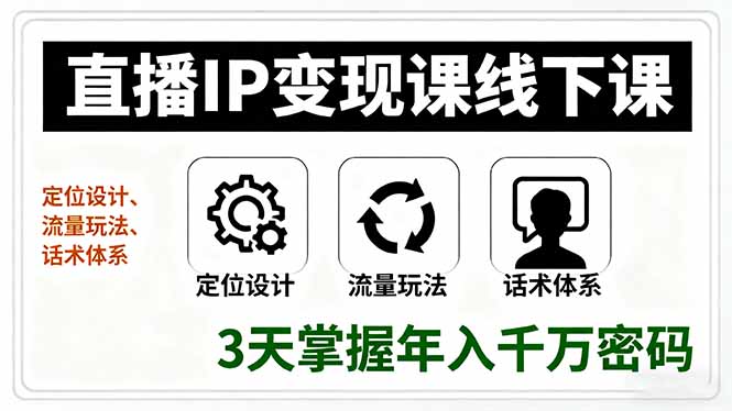 直播IP变现课线下课,定位设计、流量玩法、话术体系,3天掌握年入千万密码-冒泡网