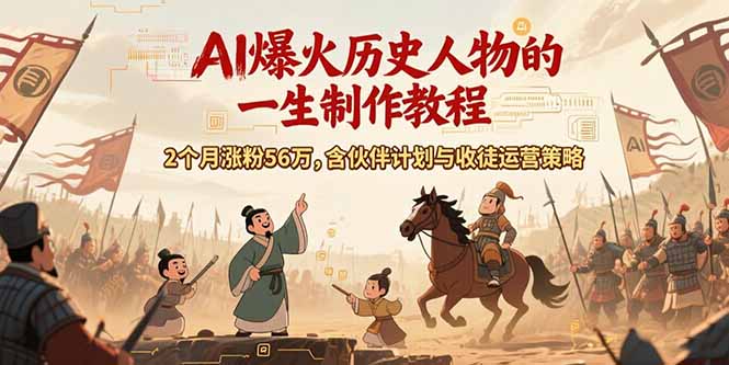 AI历史人物赛道课程,2个月涨粉56万,含伙伴计划与收徒运营策略-冒泡网