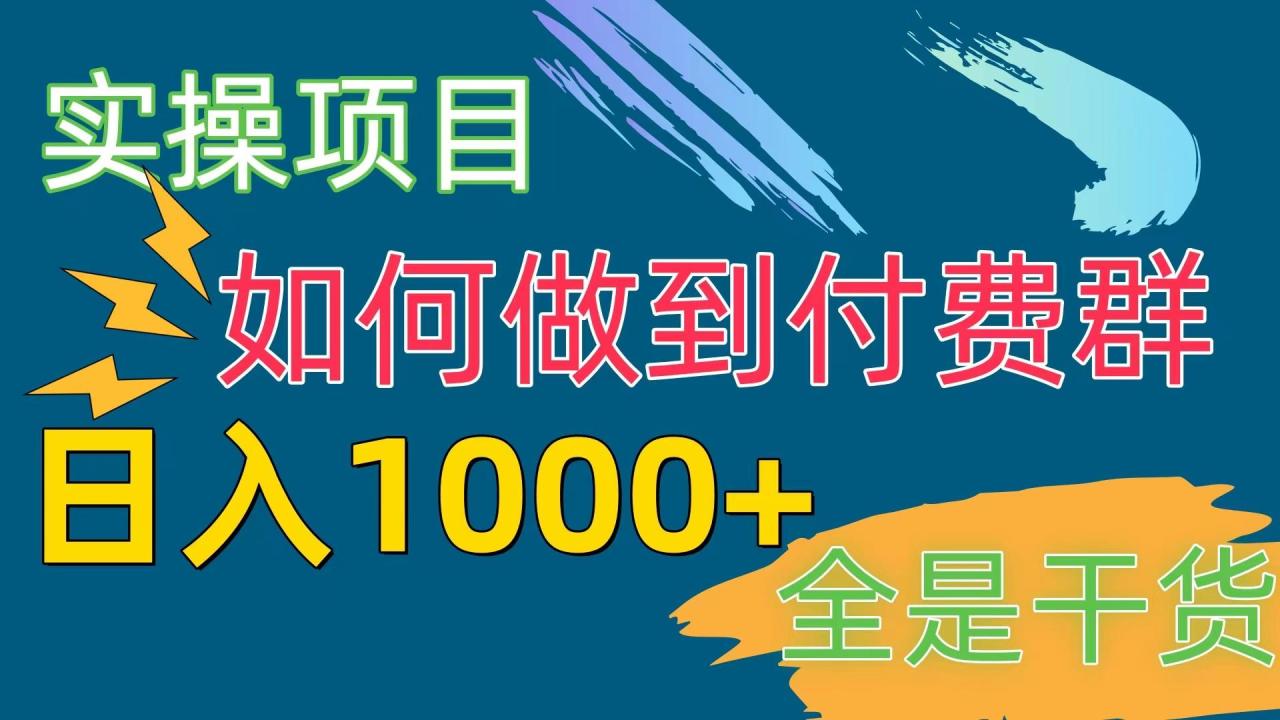 [实操项目]付费群赛道，日入1000+-冒泡网
