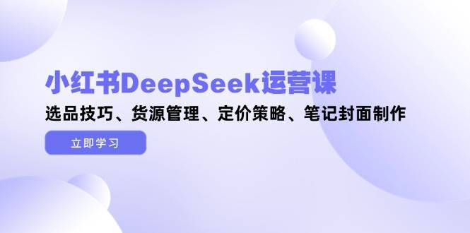 小红书DeepSeek运营课,选品技巧、货源管理、定价策略、笔记封面制作-冒泡网