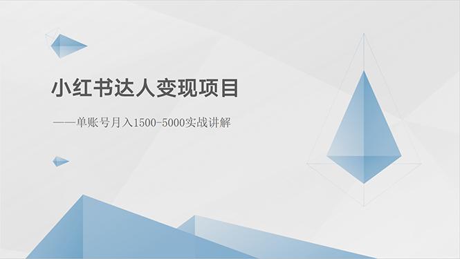 小红书达人变现项目:单账号月入1500-3000实战讲解-冒泡网