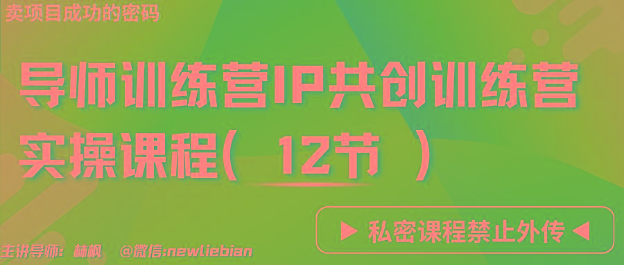 导师训练营3.0IP共创训练营私密实操课程(12节)-卖项目的密码成功秘诀-冒泡网