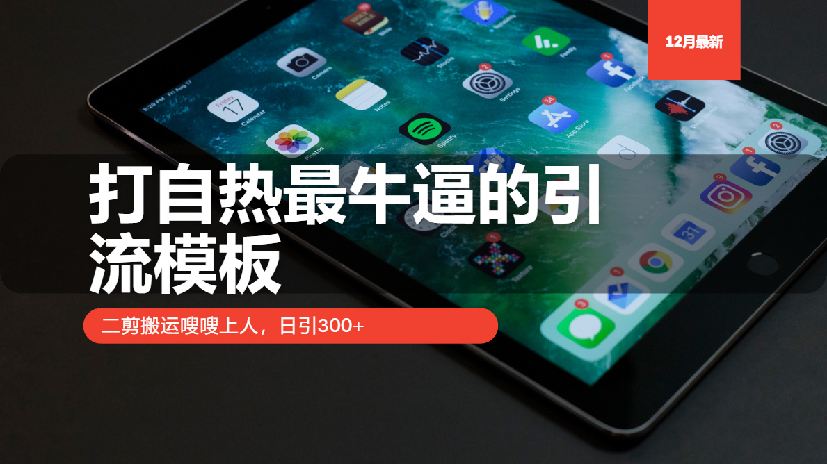 打自热最牛逼的引流模板，二剪搬运嗖嗖上人，日引300+-冒泡网