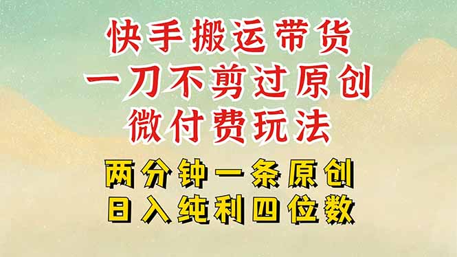 快手黑科技搬运带货,一刀不剪过原创,微付费投流玩法,轻松日入四位数…-冒泡网