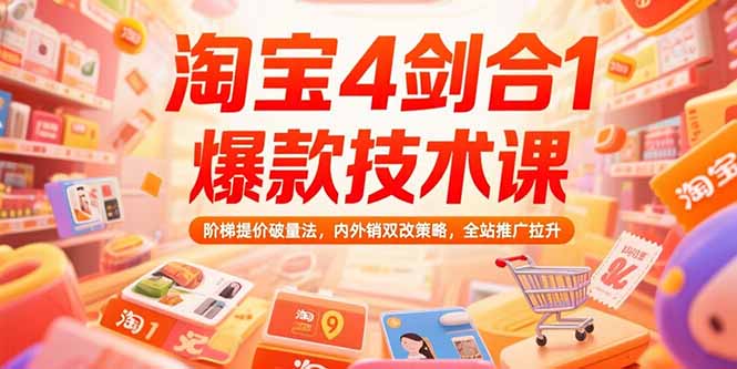 淘宝4剑合1爆款技术课73期:阶梯提价破量法,内外销双改策略 全站推广拉升-冒泡网