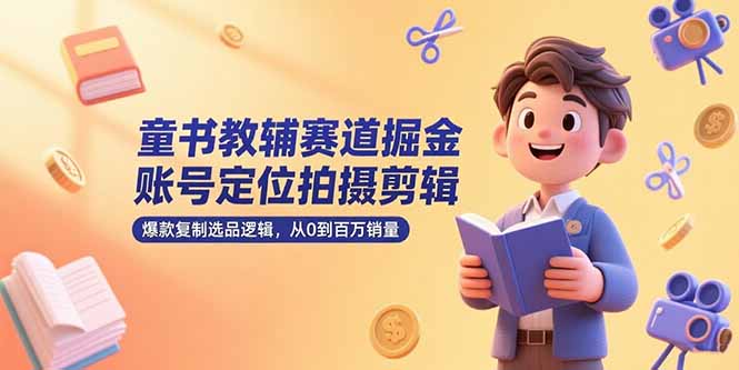 童书教辅赛道掘金,账号定位拍摄剪辑,爆款复制选品逻辑,从0到百万销量-冒泡网