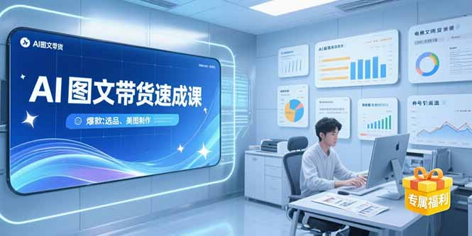 AI图文带货速成课,养号引流秘籍,爆款选品策略,美图制作全流程-冒泡网