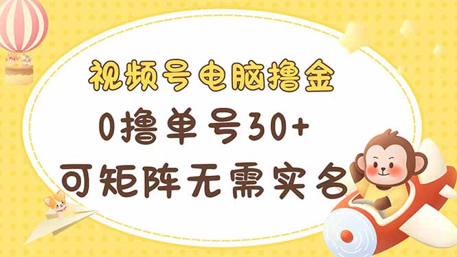 视频号电脑撸金 0撸单号30+ 可矩阵 无需实名多号多得-冒泡网