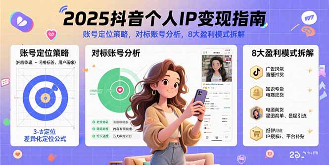 2025抖音个人IP变现指南,账号定位策略,对标账号分析,8大盈利模式拆解-冒泡网