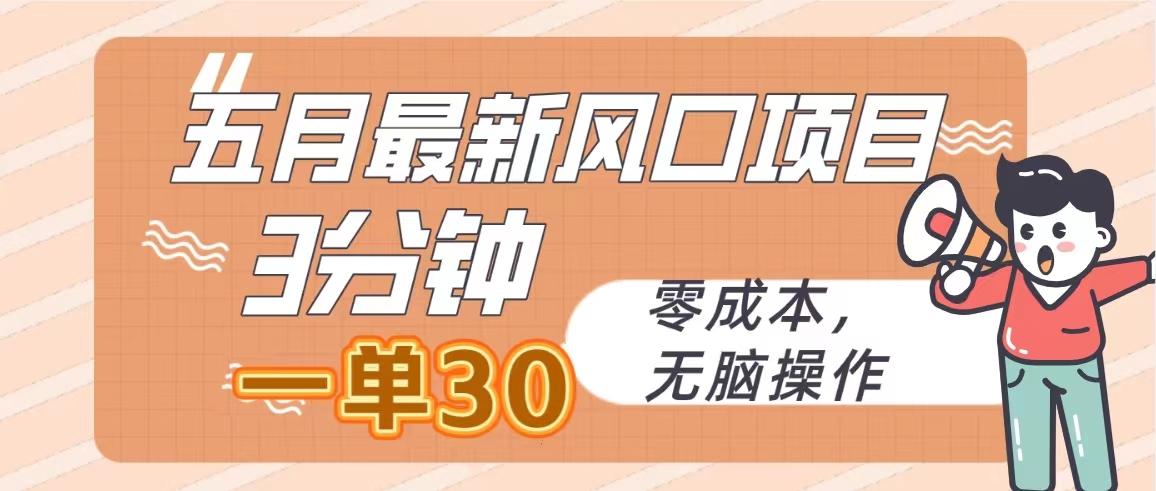 五月最新风口项目,3分钟一单30,零成本,无脑操作-冒泡网