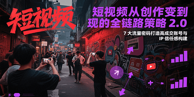 短视频从创作到变现的全链路策略2.0,7大流量密码构建IP信任感打造高成交账号-冒泡网