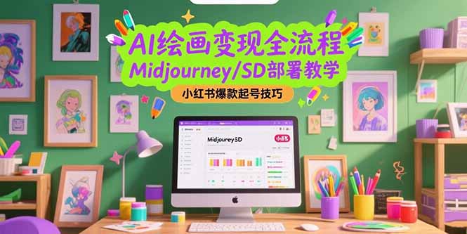 AI绘画变现全流程,Midjourney/SD部署教学,小红书爆款起号技巧-冒泡网