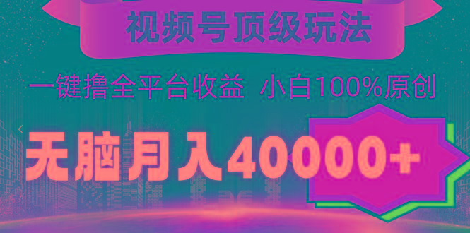 (9281期)视频号顶级玩法,无脑月入40000+,一键撸全平台收益,纯小白也能100%原创-冒泡网
