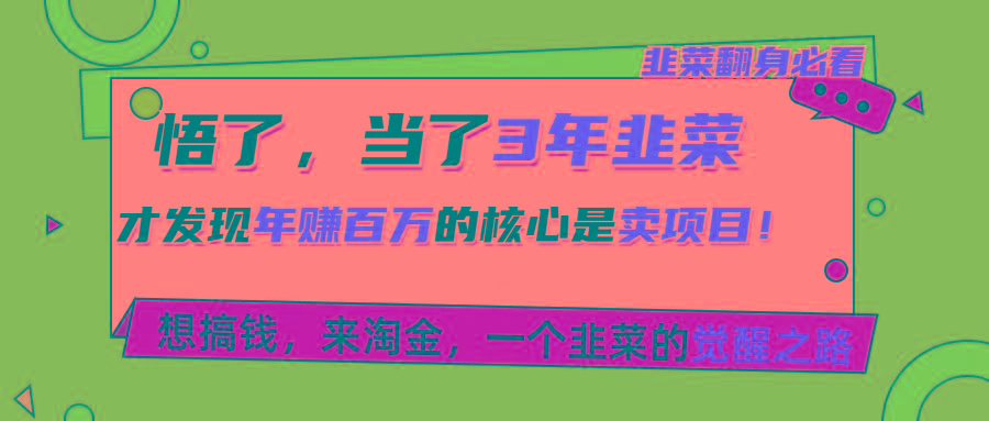 悟了，当了3年韭菜，才发现网赚圈年赚100万的核心是卖项目，含泪分享！-冒泡网