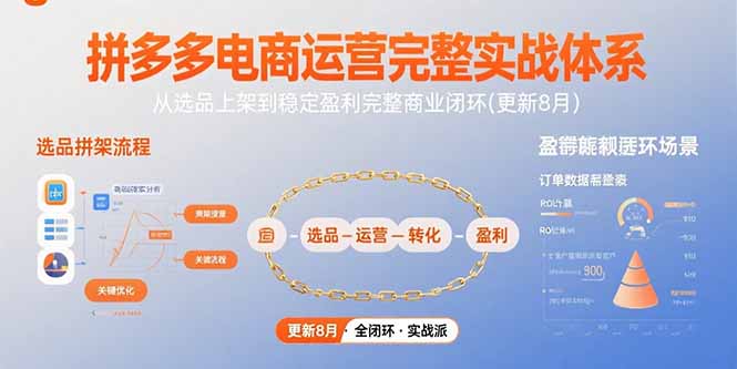 拼多多电商运营完整实战体系，从选品上架到稳定盈利完整商业闭环(更新8月-冒泡网
