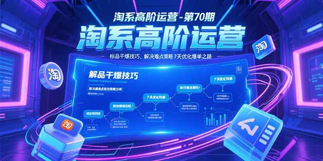 淘系高阶运营-第70期,标品干爆技巧,解决难点策略,大佬操盘方法-冒泡网