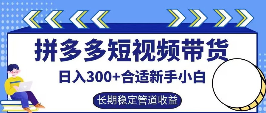 拼多多短视频带货日入300+有长期稳定被动收益,合适新手小白【揭秘】-冒泡网