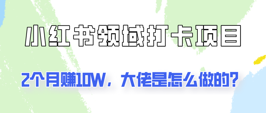通过小红书领域打卡项目2个月赚10W,大佬是怎么做的?-冒泡网