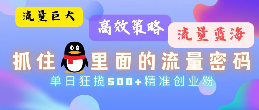 流量蓝海,抓住QQ里面的流量密码!高效策略,单日狂揽500+精准创业粉-冒泡网