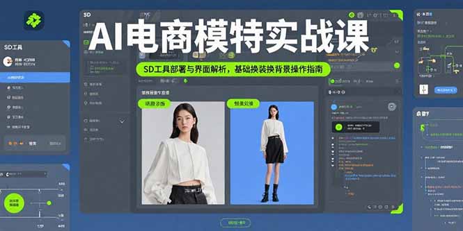 AI电商模特实战课,SD工具部署与界面解析,基础换装换背景操作指南-冒泡网