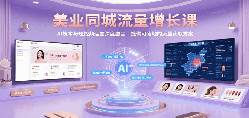 美业同城流量增长课,AI技术与短视频运营深度融合,提供可落地的流量获取方案-冒泡网