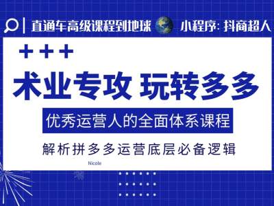 术业专攻玩转多多,优秀运营人的全面体系课程,解析拼多多运营底层必备逻辑-冒泡网