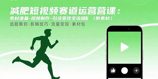 减肥短视频赛道运营课:素材准备-视频制作-引流变现全流程 (附素材-冒泡网