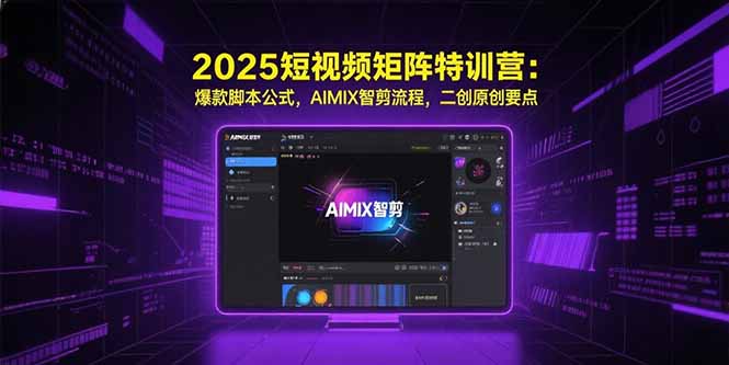 2025短视频矩阵特训营:爆款脚本公式,AIMIX智剪流程,二创原创要点-冒泡网