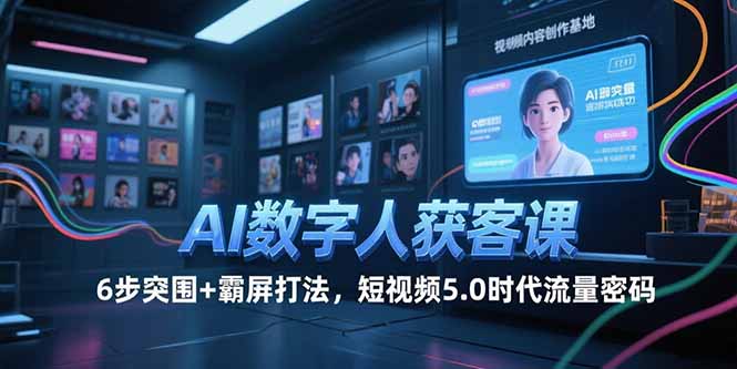 AI数字人获客课,6步突围+霸屏打法,短视频5.0时代流量密码-冒泡网