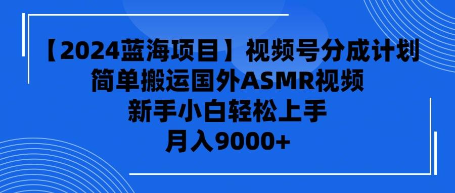 (9743期)【蓝海项目】视频号分成计划，无脑搬运国外ASMR视频，新手小白轻松…-冒泡网