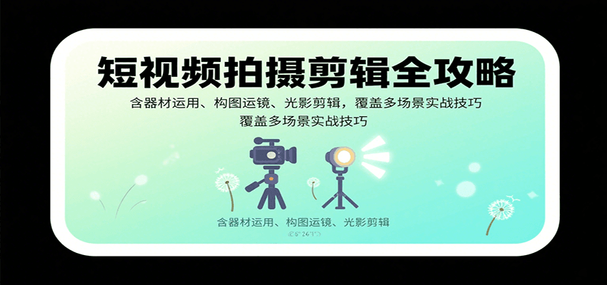 短视频拍摄剪辑全攻略:含器材运用、构图运镜、光影剪辑,覆盖多场景实战技巧-冒泡网