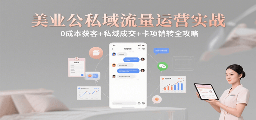 美业公私域流量运营实战:0成本获客+私域成交+卡项销转全攻略-冒泡网