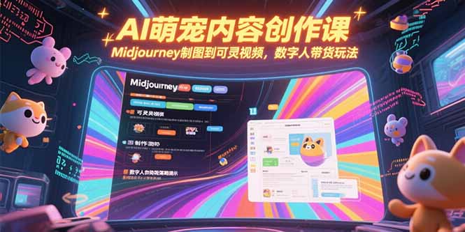 AI萌宠内容创作课,Midjourney制图到可灵视频,数字人带货玩法-冒泡网