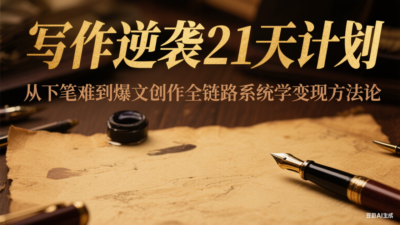 写作逆袭21天计划:从下笔难到爆文创作全链路系统学变现方法论-冒泡网