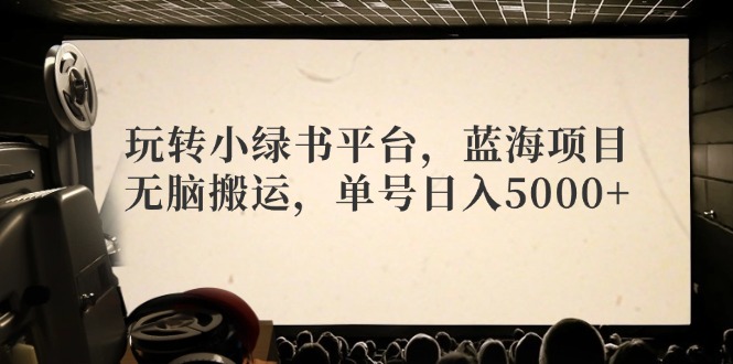 玩转小绿书平台,蓝海项目,无脑搬运,单号日入5000+-冒泡网