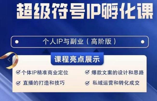 超级符号IP孵化高阶课,建立流量思维底层逻辑,打造属于自己IP(51节课)-冒泡网