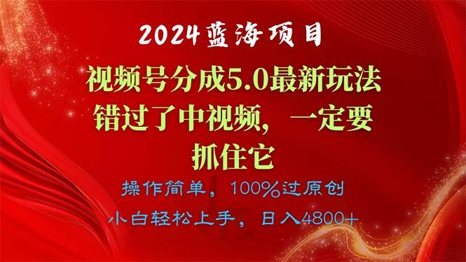 蓝海项目,视频号分成计划5.0最新玩法,错过了中视频,一定要抓住…-冒泡网