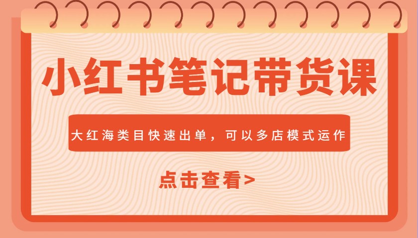 小红书笔记带货课,大红海类目快速出单,市场大,可以多店模式运作(更新)-冒泡网
